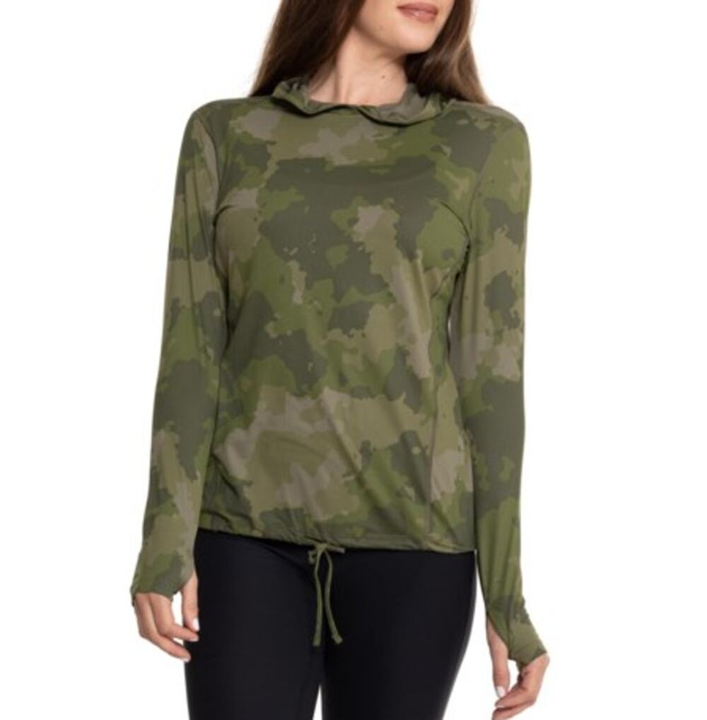 MOUNTAIN HARDWEAR Crater Lake Hoodie Shirt Small Surplus Green Pines Camo NWT